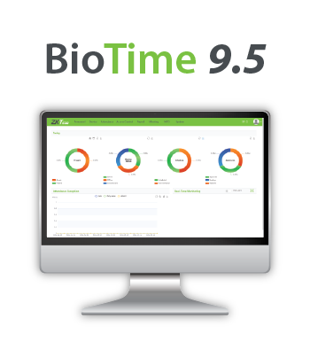 "ZKTeco Dubai BioTime 9.5 Analytics Dashboard – Real-time Attendance Statistics and Reporting Monitor.