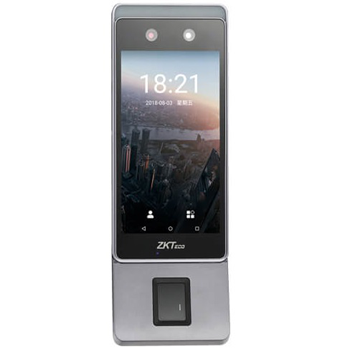 ZKTeco Horus visible light facial recognition terminal in Dubai UAE with 3m recognition distance, anti-spoofing, Wi-Fi/4G/Bluetooth support, optional fingerprint/RFID and compact design.