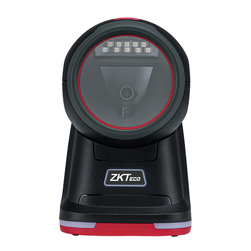 Front view of ZKTeco ZKB209 Omnidirectional Scanner showing large CMOS scanning window for QR codes - High-performance barcode reader supplier Middle East.